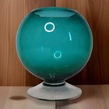 Vintage Mid Century Modern 1960s Teal Glass Planter picture