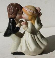 Bride Groom Figurine Kissing Eyes Closed Ceramic Wedding Cake Topper Figurine -- picture