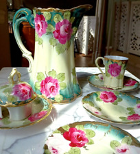 Antique/ Vintage Hand Painted Porcelain Cabbage Rose tea set picture