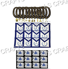 Masonic Regalia Blue Lodge Officers Apron, Chain Collar & Gloves Set of 12 PCS picture