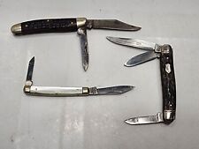Vintage Mixed Knife Lot of 3 Sabre & Case Super Razor Blade Folding Pocket Knife picture