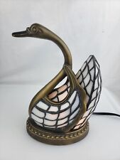 Tiffany Style Swan Lamp - Stained Glass Brass Night Light Accent Lamp Electric picture