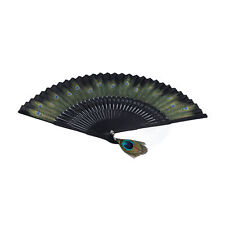 Folding Fan Black Bone Peacock Pattern Bamboo Hand Fan For Performance CT0 picture