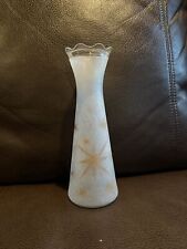 Vintage Bartlett Collins Pebbled Frosted Teal Glass Vase Atomic Gold Starburst picture