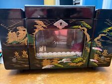 Vintage Black Lacquer Japanese Music Jewelry Box Japan WORKS No Key picture
