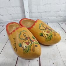 VTG DUTCH HOLLAND Shoes Wood Clog Sabot Slip-On Mules Natural Sz 32/33, 21 cm picture
