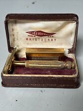 Vintage 1940's 1950’s Gillette Gold Contract Tech Safety Razor Aristocrat Case picture