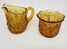 Carnival Glass Amber Marigold Creamer  & Sugar Bowl Set picture