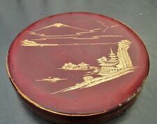 Vintage Japanese TS Lacquerware Lidded Divided Dish & Tray Mt Fuji with Temple picture