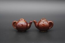 Vintage Pottery Brown Betty Tea Pot Salt and Pepper Shaker Red Ware Pottery #2 picture