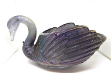 Vintage 1950s Imperial Glass Iridescent Blue Carnival Glass Swan Dish / Bowl EUC picture