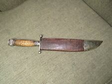 1800s WESTERN AMERICANA MAPPIN BROS SHEFFIELD STAG & SILVER BOWIE KNIFE & SHEATH picture