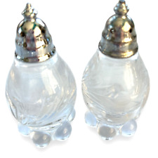 Vintage Imperial Glass Clear Candlewick Etched Design Salt & Pepper Shakers 3.5