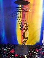 Musical Staff & Notes Abstract Swirling Metal Votive Candle Stand picture
