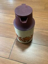 Vintage 10in Insulated Thermos Burgundy With A Floral Design-385494434641 picture