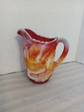 Vintage Imperal Red Slag Glass Pitcher With Windmill 8.25x6 Tall picture