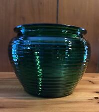 Emerald Green Glass Bee Hive Vase Ribbed Vintage 5” Tall X 7” Wide picture