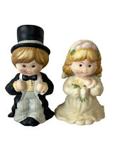 Bride & Groom Salt and Pepper Wedding Cake Topper 1985 Russ Berrie Figurines NEW picture