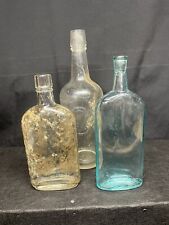 (3) Vintage Clear Glass Whiskey Bottles USA Made SEE PICTURES picture