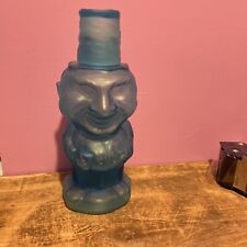 Vtg Indiana Blue Tiara Glass Jolly Mountaineer Old Man Carafe with Glass  picture