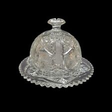 Vtg Imperial-Ohio Round Butter Dish Cheese Dome Clear Star Diamond 1970s READ picture
