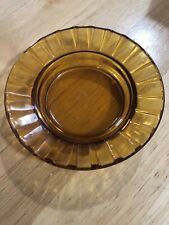 VINTAGE AMBER GLASS ASHTRAY 4.5 Inch Molded USA In Glass- RARE picture