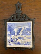 Vintage Currier and Ives Homestead In Winter Trivet picture