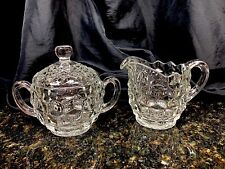 Fostoria American Clear/Crystal Large Creamer & Sugar Bowl with Lid picture
