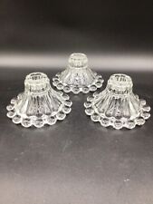 Set of 3 Anchor Houcking Boopie Beaded Clear Glass Candle Holders 3 1/4