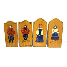 Handpainted wall plaques family of 4 folk art paint on wood cottage wall decor picture