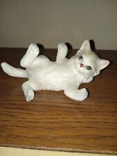 Vintage Porcelain Persian Playing Cat Lefton Figurine Blue Green Eyes  picture