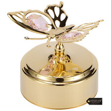 Matashi 24K Gold Plated Music Box Plays Memory  W/  Studded Butterfly Figurine picture