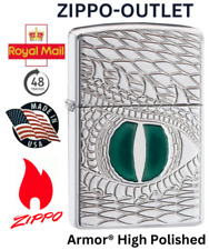 New ZIPPO Lighter DRAGONS GREEN EYE Carved Highly Polished Chrome ARMOR®  28807 picture