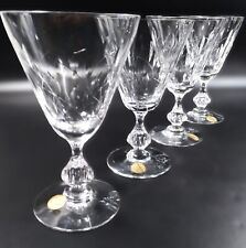 Duncan Miller Willow Crystal Water Goblet Glasses Cut Leaf Rows Ribbed Stems NOS picture
