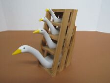 Vintage Avon Ceramic Geese Goose Measuring Spoons Set Wood Crate Stand Complete picture