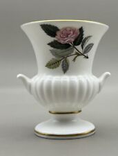 Vintage Wedgwood Bone China Urn Vase with Pink Rose Design - Made in England picture