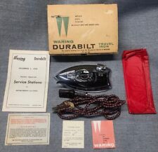 VINTAGE WARING DURABILT TRAVEL IRON 1958 6' CORD TRAVEL CASE ORIGINAL BOX PAPERS picture