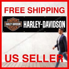 Harley Davidson Motorcycle 2x8 ft Garage Sign Banner Flag Mount Garden Grommets picture
