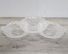 Vintage Indiana Clear Glass Depression Honey Comb Pattern Relish Dish - Set Of 3 picture