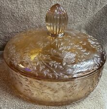 VINTAGE JEANNETTE FLORAGOLD LOUISA COVERED CANDY DISH picture
