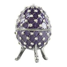 Purple Bejeweled Pearl Egg Trinket Box Jewelry Ring Holder Keepsake Hinged picture