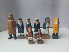 8 Vintage Hand Carved Wood Folk Art Sea Captain Maritime Nautical Figures 4.5-7
