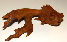 Asian Carved Wood Koi Fish Fantail Goldfish Handcrafted Japan Vintage picture
