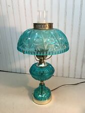 Vtg MCM Anchor Hocking Acrylic Blue Plastic Star  Of David Electrified Oil Lamp picture