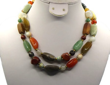 Vintage Beggar Beads Semi Precious Stone Necklace, Agate, Jasper, Jade, & More picture