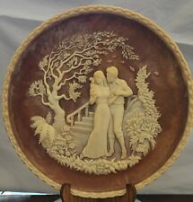 Vintage Cameo Plate The Kiss The Romantic Poets Incolay Stone  Closed in 1981 picture