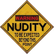Warning Nudity Metal Sign  Vintage Style picture