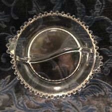 Vintage Imperial Candlewick~Crystal Handled Serving Dish with Curved Divider picture