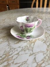 SHELLEY fine bone china THISTLE #13820 dainty CUP & SAUCER - MINT~ picture