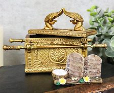 Matte Gold Holy Ark of the Covenant with Ten Commandments Rod of Aaron picture